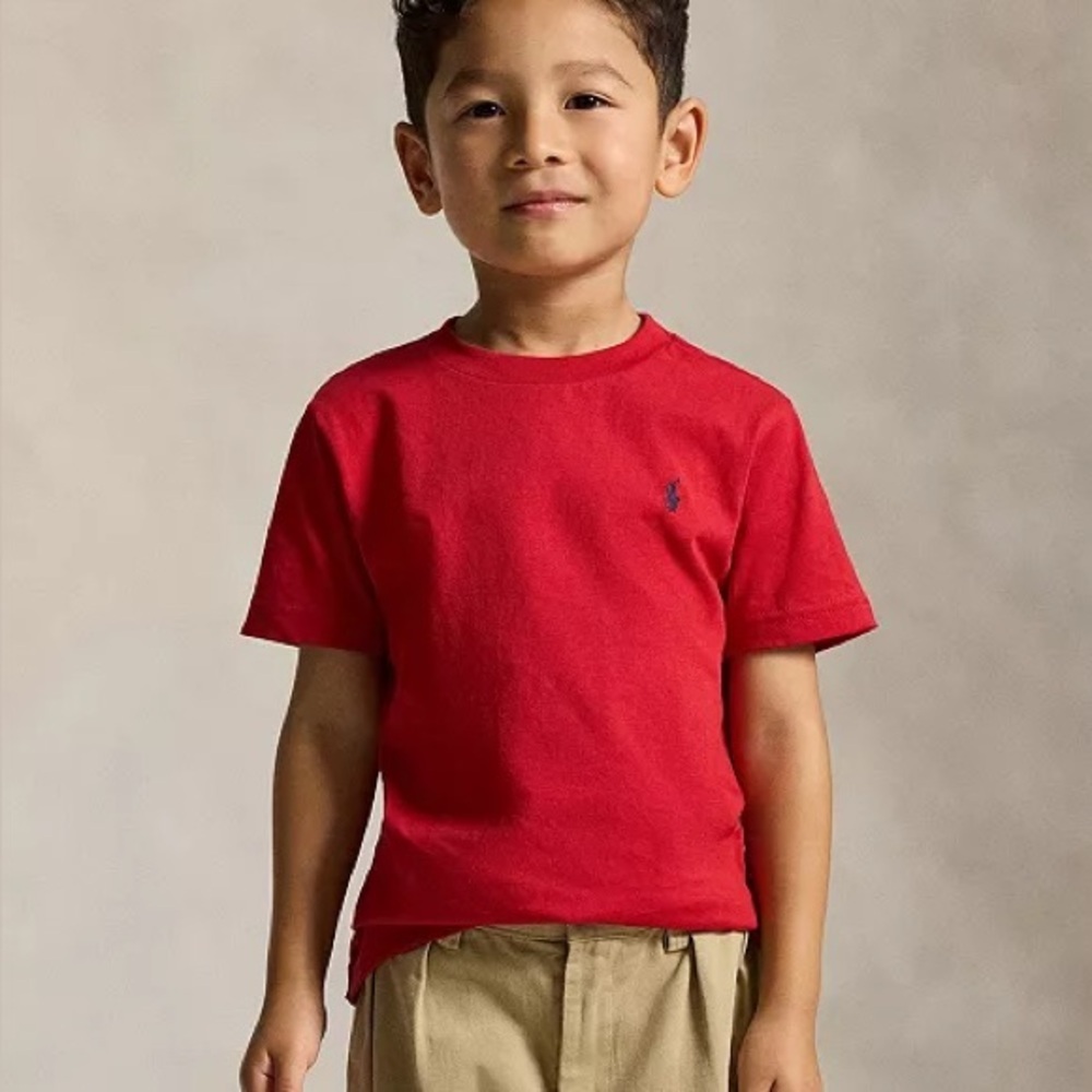 New Ralph Lauren 24 Months Boys' Red Short-Sleeve Polo Tee with Navy Pony